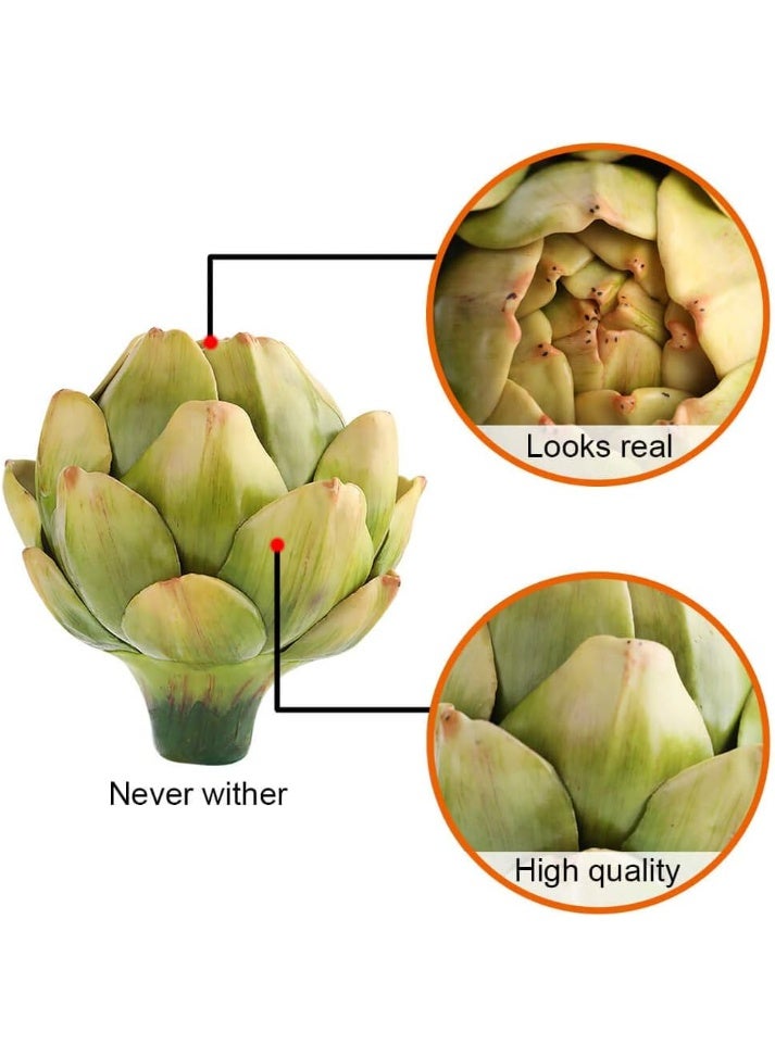 jaexest Large Artificial Artichoke Fake Vegetables for Kitchen and Home Decorations - 6 Pack - Image 2
